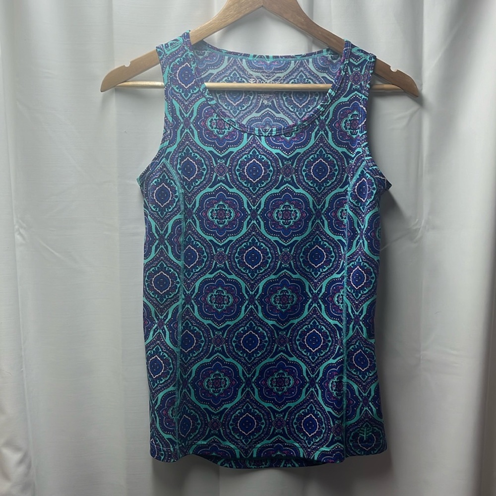 Coolibar Teal Blue Paisley Sun Protection UPF 50 Tank Top-‎ XS